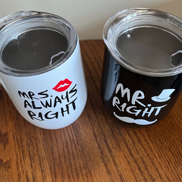 Set of 2 Couple’s Metal Wine Glasses - Picture 6 of 7